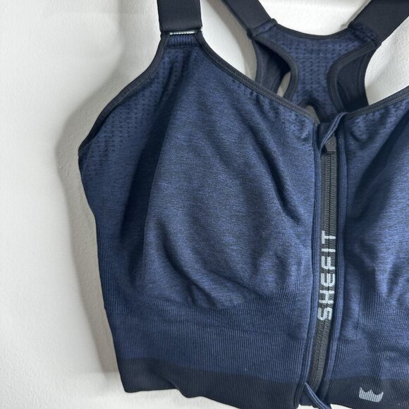 Shefit Sports Bra Womens 6 Luxe Black Zip Front Adjustable High Impact Support - Picture 3 of 7